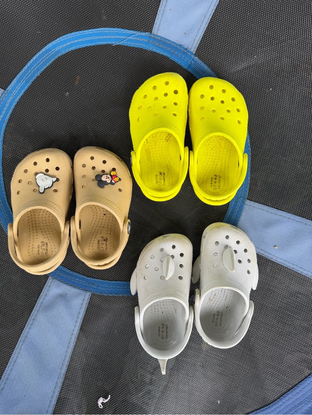 CROCS Kids Clogs Trio in Yellow, Beige, and White
